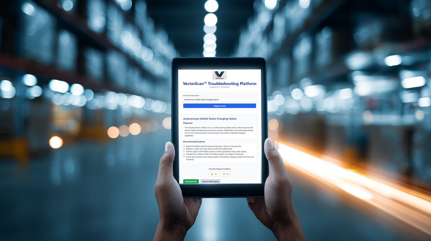 VectorScan App on a tablet in a modern logistics center